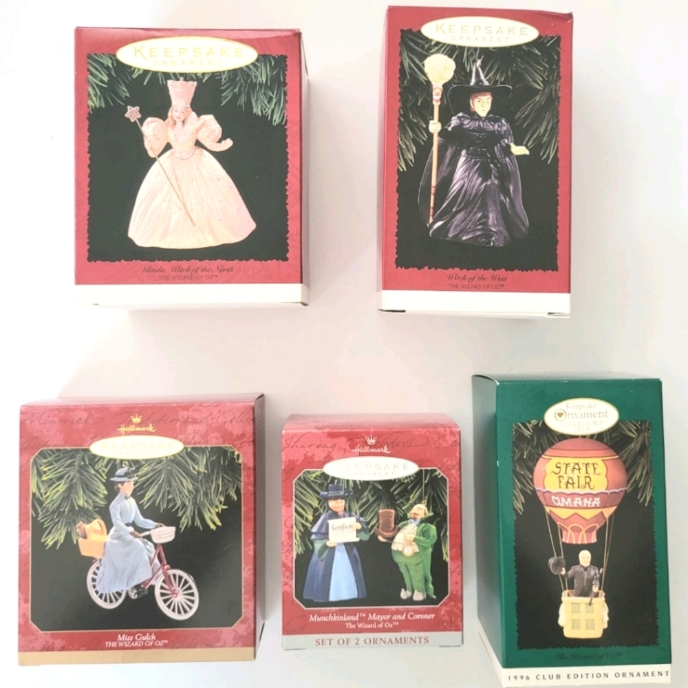 LOT OF 5 HALLMARK WIZARD OF OZ COLLECTION KEEPSAKE ORNAMENTS NIB